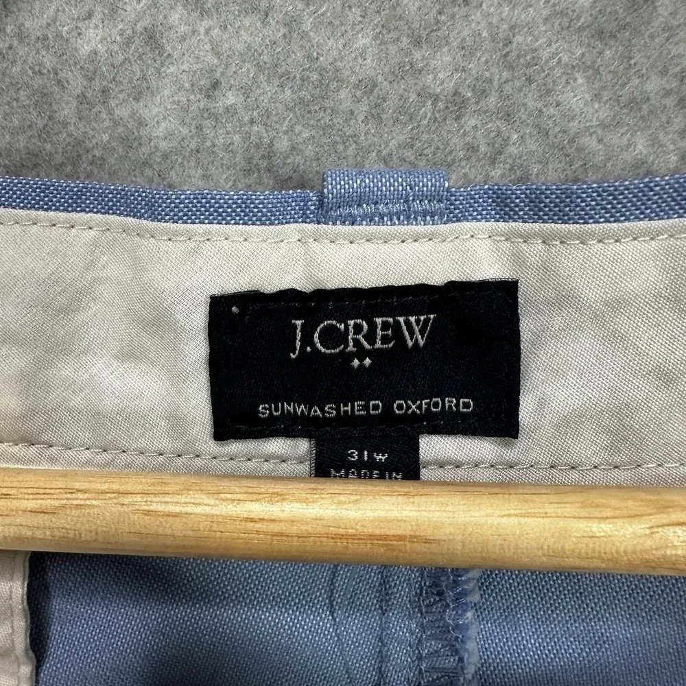 J.Crew Mens Shorts BLUE SUNWASHED OXFORD CLOTH RED CRABS‎ SZ 31 Flat Front New